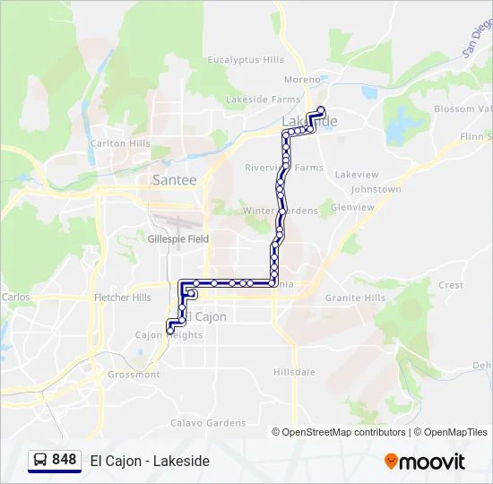 848 Bus Line Map