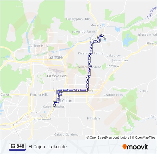 848 bus Line Map