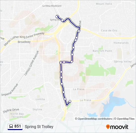 851 Bus Line Map