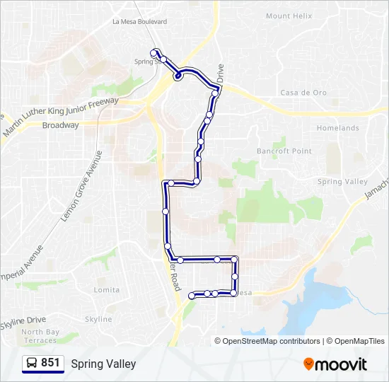 851 Bus Line Map