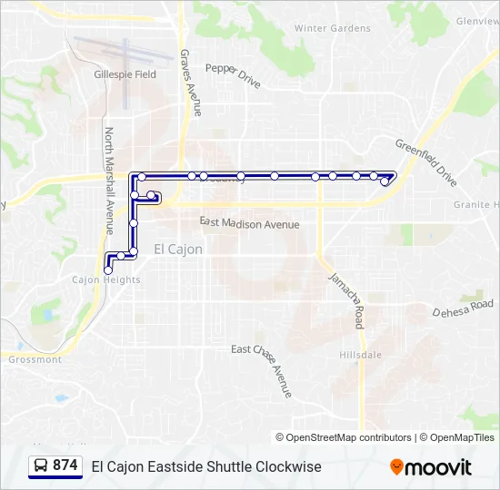 874 Bus Line Map