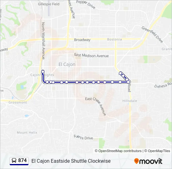 874 Bus Line Map