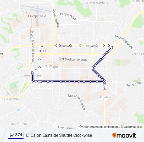 874 bus Line Map