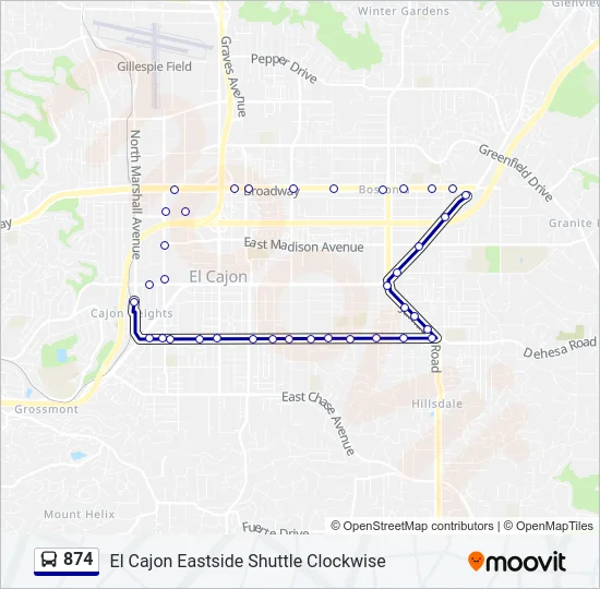 874 Bus Line Map