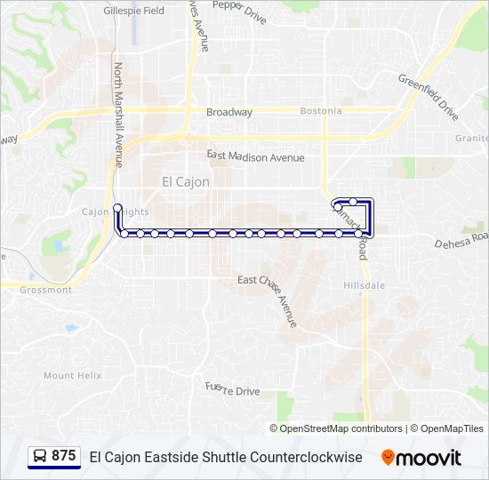 875 bus Line Map