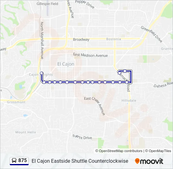 875 Bus Line Map