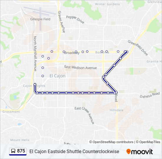 Mapa de 875 de autobús