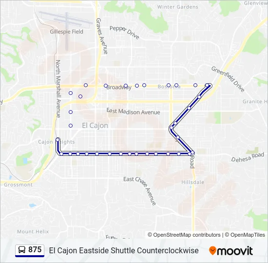 875 Bus Line Map