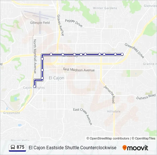 875 Bus Line Map