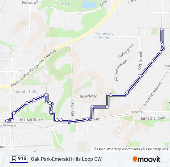 916 bus Line Map