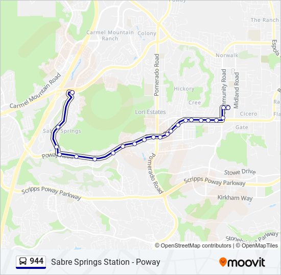 Mapa de 944 de autobús