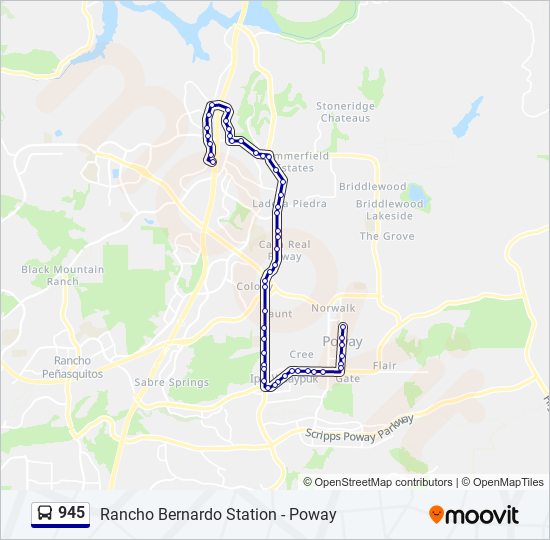 Mapa de 945 de autobús