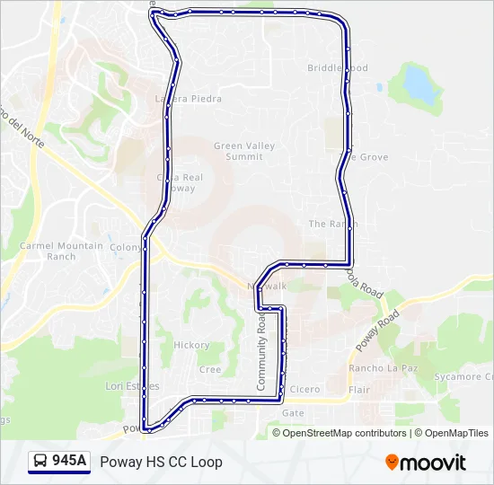 945A Bus Line Map