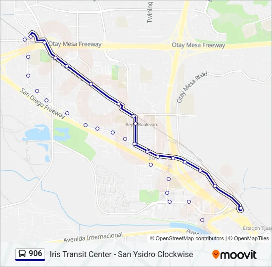 Mapa de 906 de autobús