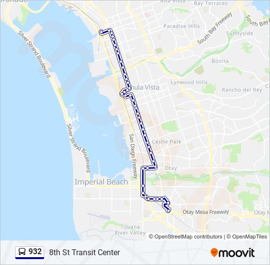 932 bus Line Map