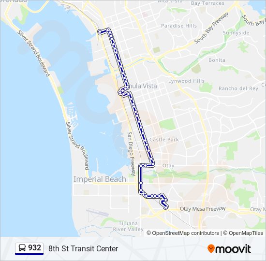 Mapa de 932 de autobús