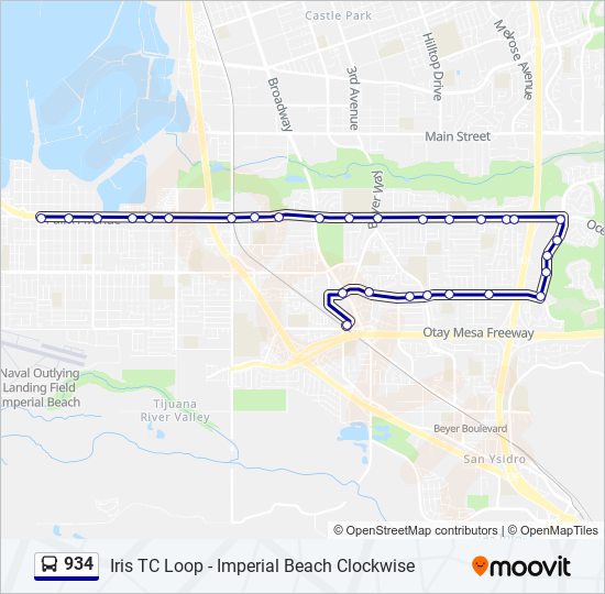 Mapa de 934 de autobús