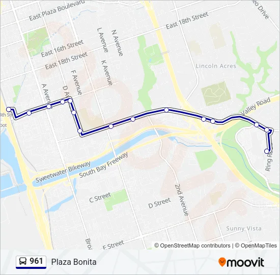 961 Bus Line Map