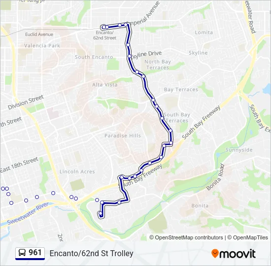 961 Bus Line Map