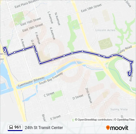 961 Bus Line Map