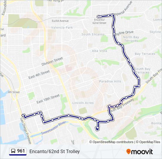 Mapa de 961 de autobús