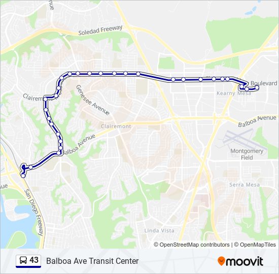 43 bus Line Map