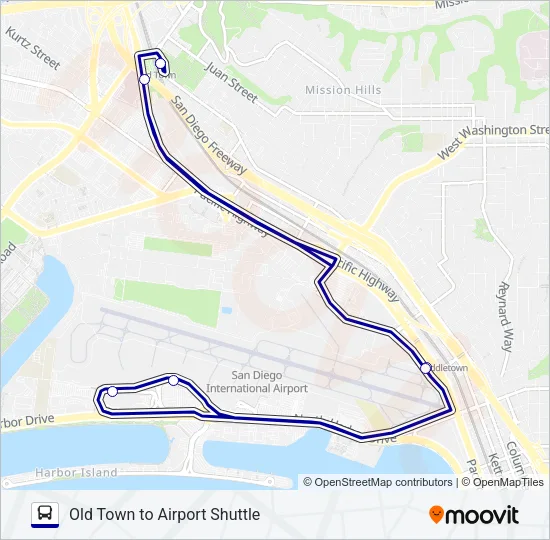 OLD TOWN TO AIRPORT SHUTTLE Bus Line Map