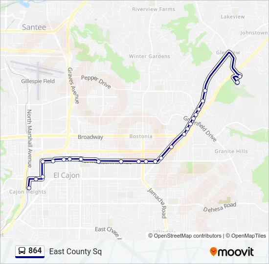 864 Bus Line Map