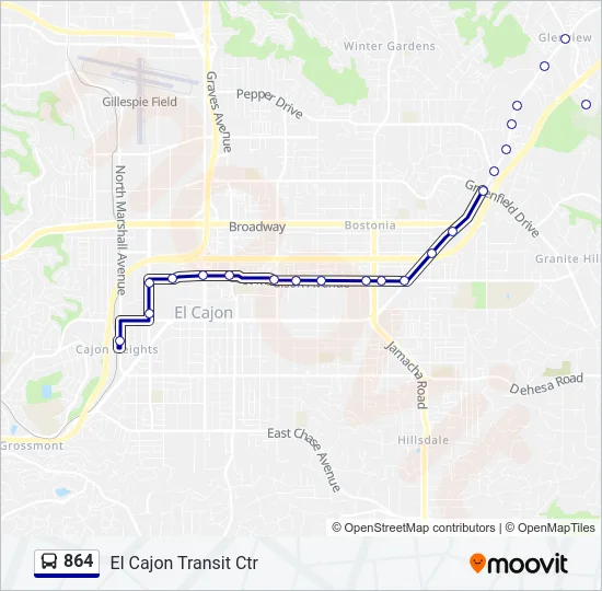 864 Bus Line Map