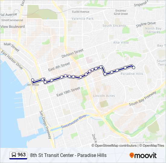 963 bus Line Map