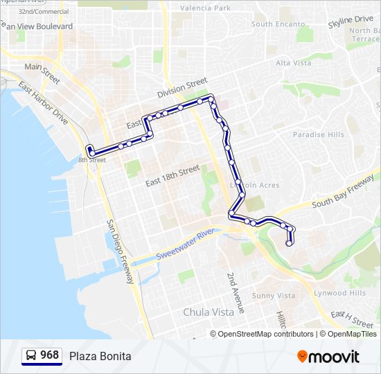 968 bus Line Map