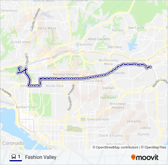 1 Bus Line Map