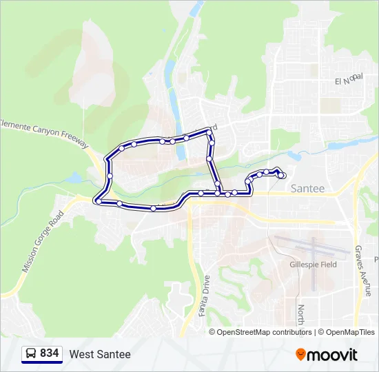 834 Bus Line Map