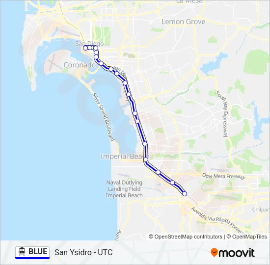 BLUE Cable Car Line Map