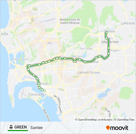 Mapa de GREEN de tranvía
