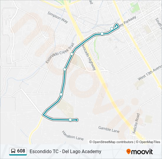 608 Bus Line Map