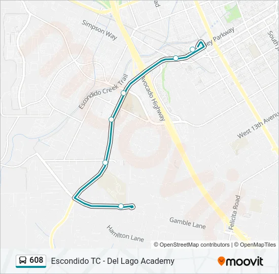608 Bus Line Map