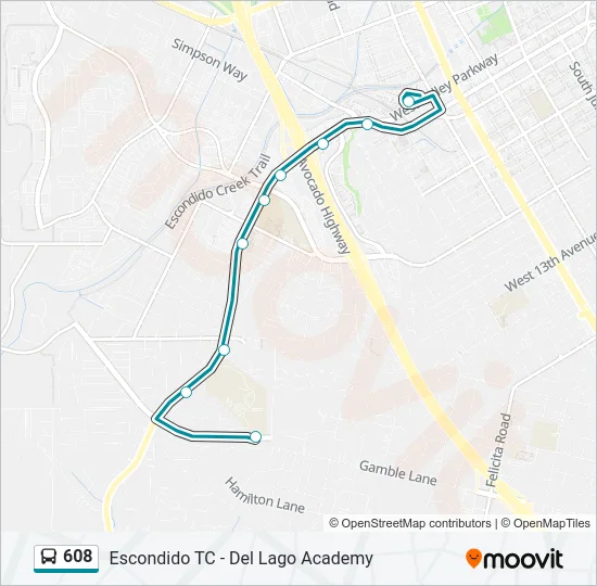 608 Bus Line Map