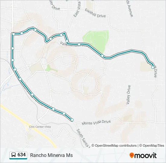 634 Bus Line Map