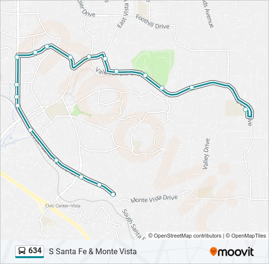 634 Bus Line Map