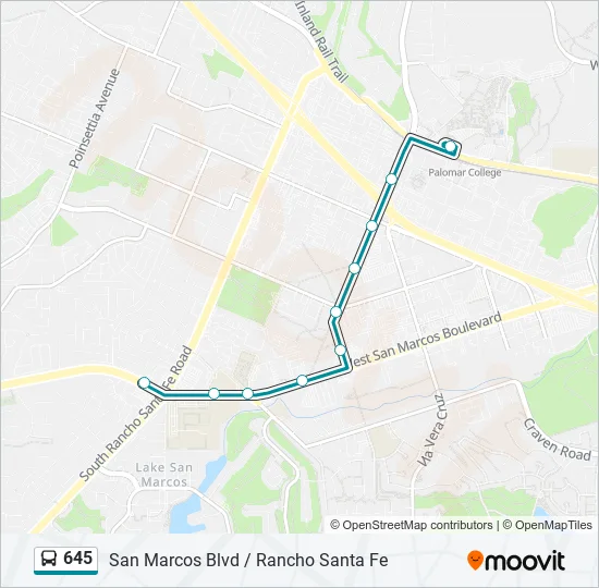 645 Bus Line Map