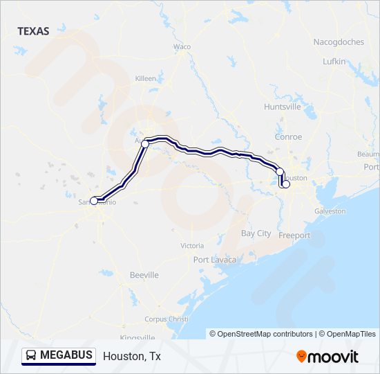 Ruta megabus horarios, paradas y mapas Houston, Tx (Actualizado)