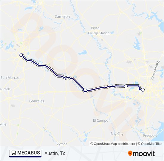 Ruta megabus horarios, paradas y mapas Austin, Tx (Actualizado)