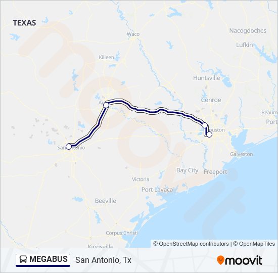 Ruta megabus horarios, paradas y mapas San Antonio, Tx (Actualizado)