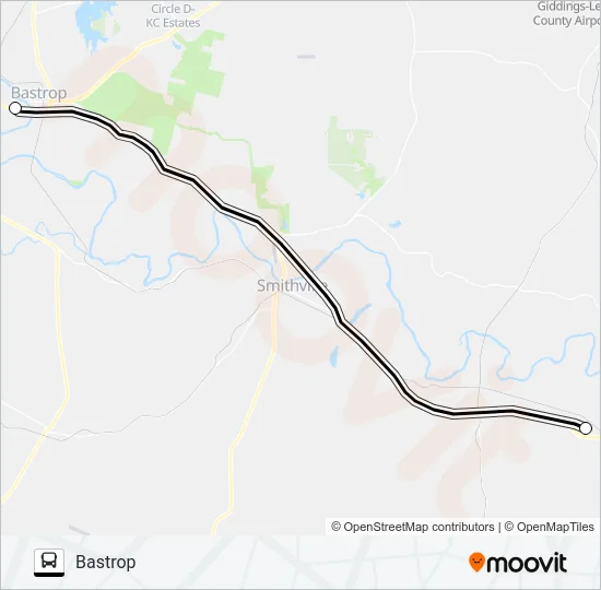 PLUM - BASTROP Bus Line Map