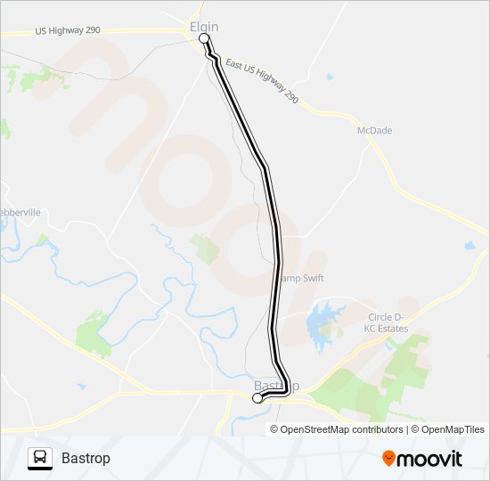 Mapa de BASTROP - ELGIN de autobús