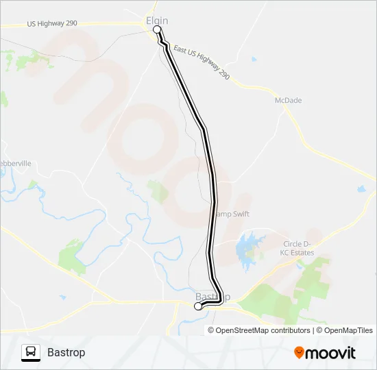 BASTROP - ELGIN Bus Line Map
