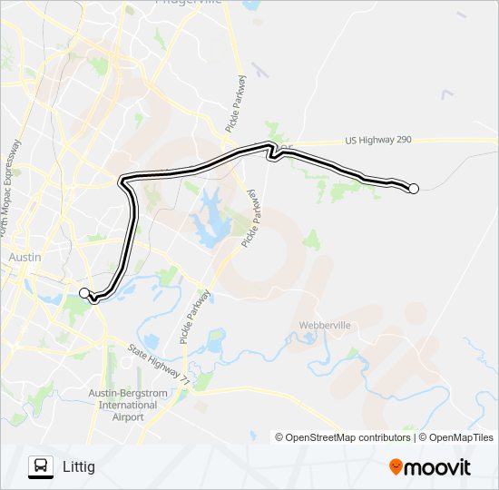 Mapa de LITTIG - AUSTIN de autobús