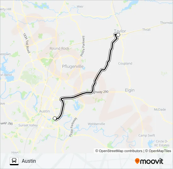 TAYLOR - AUSTIN Bus Line Map