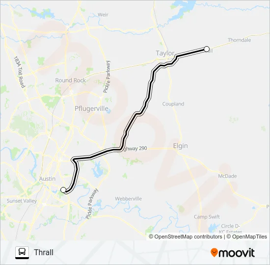 THRALL - AUSTIN Bus Line Map